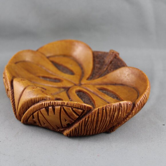 Vintage Tiki Ashtray - Monstera Leaf by Coco Joe - Hapa Wood Tagged - Picture 3 of 6